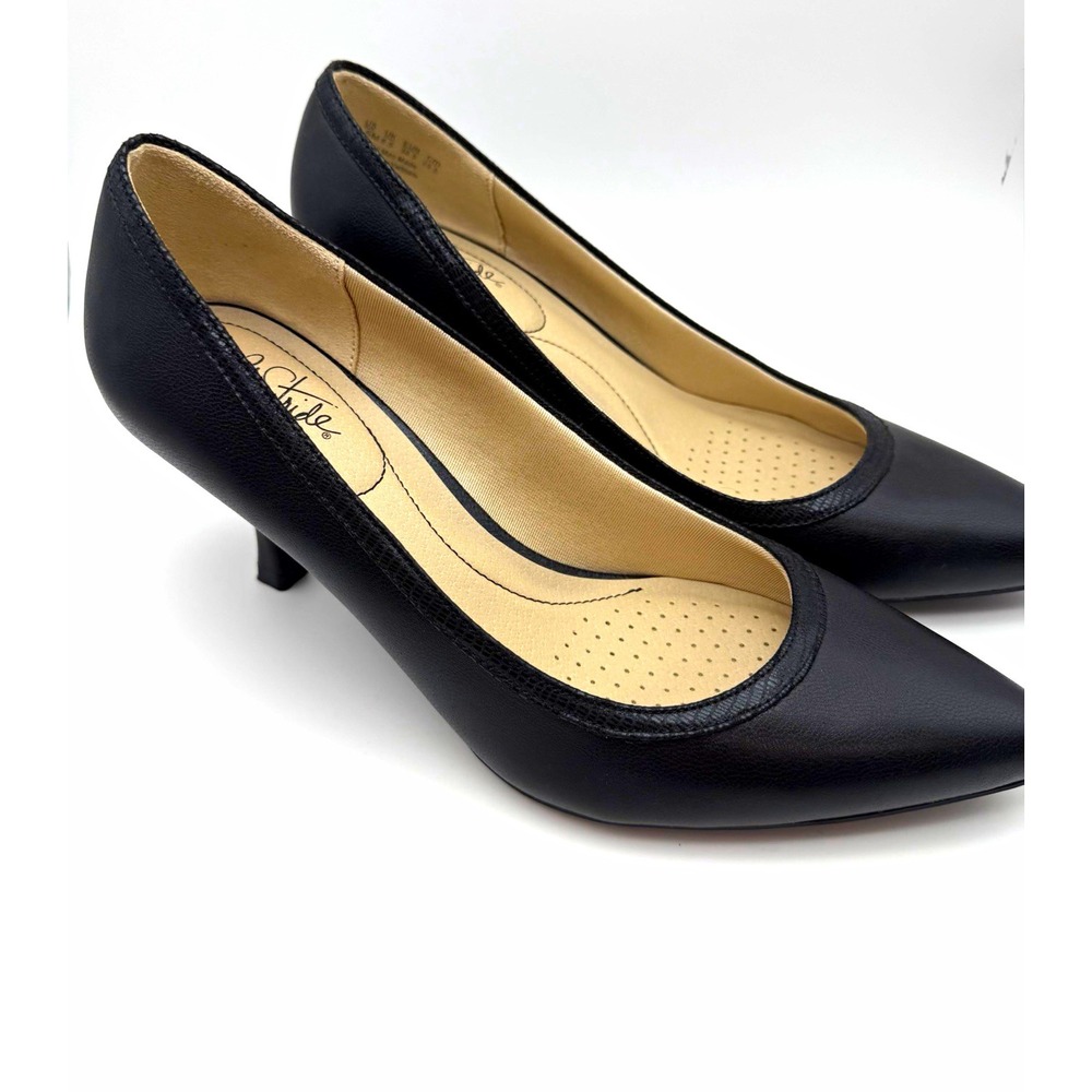 LifeStride Black Pointed Toe Stiletto Pump Heels Slip On US 8.5 M Perfect Work